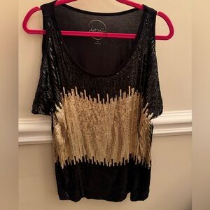 Black and Gold Sequin Shirt